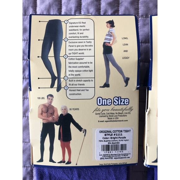 NEW Lot Of 3 Three Pairs of E.G. Smith Tights Bright Purple Blurple One Size - Picture 4 of 4